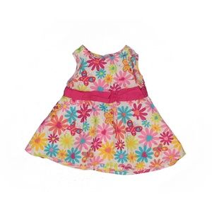 🔵 Sweet Heart Pink Sleeveless Floral Dress 3-6mo